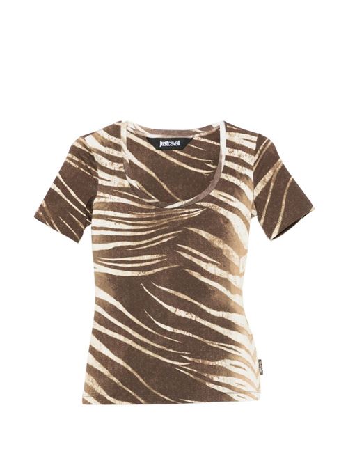 T-shirt donna maniche corte con stampa animalier JUST CAVALLI | 80PAHE02CJ112R83